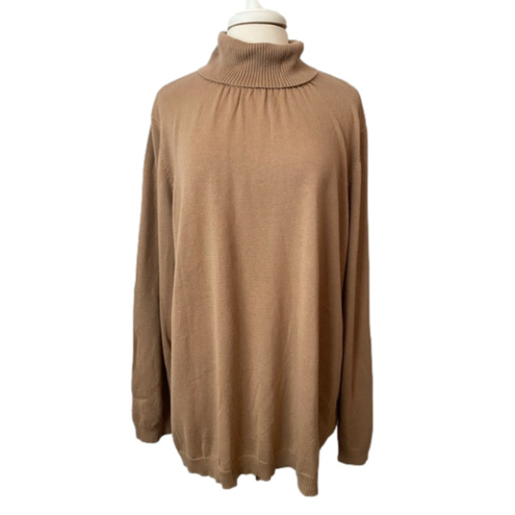 Fashion Bug NWT Women's 26/28W Capsule Knit Turtle Neck Sweater Camel Boho Chic - Picture 1 of 6